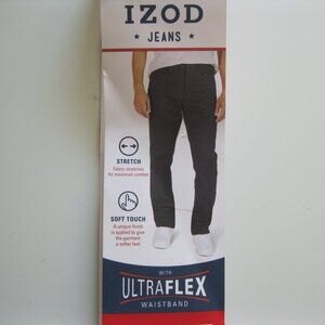 IZOD Jeans Men's Ultraflex waistband Stretch Reg Fit soft touch dark blue 34x29